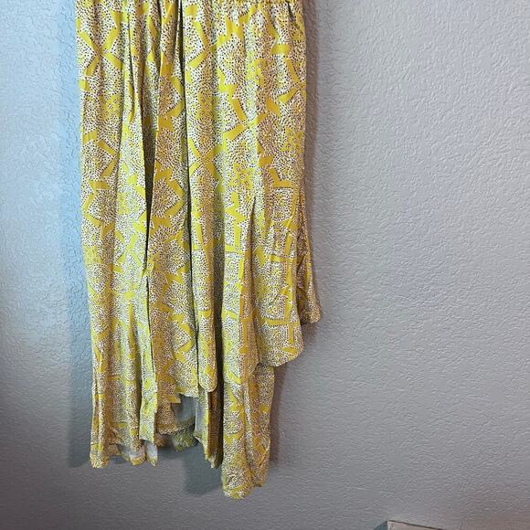 Anthropologie Maeve Fete in Yellow Motif Handkerchief Midi Dress Size XS Stretch - Picture 5 of 10